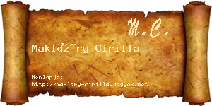 Makláry Cirilla névjegykártya